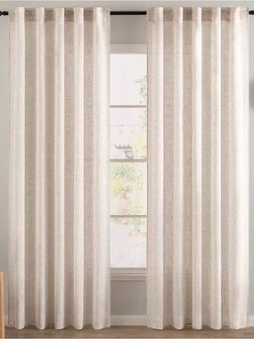 MIULEE Natural White Linen Curtains 52x84 Inch Long for Bedroom Living Room